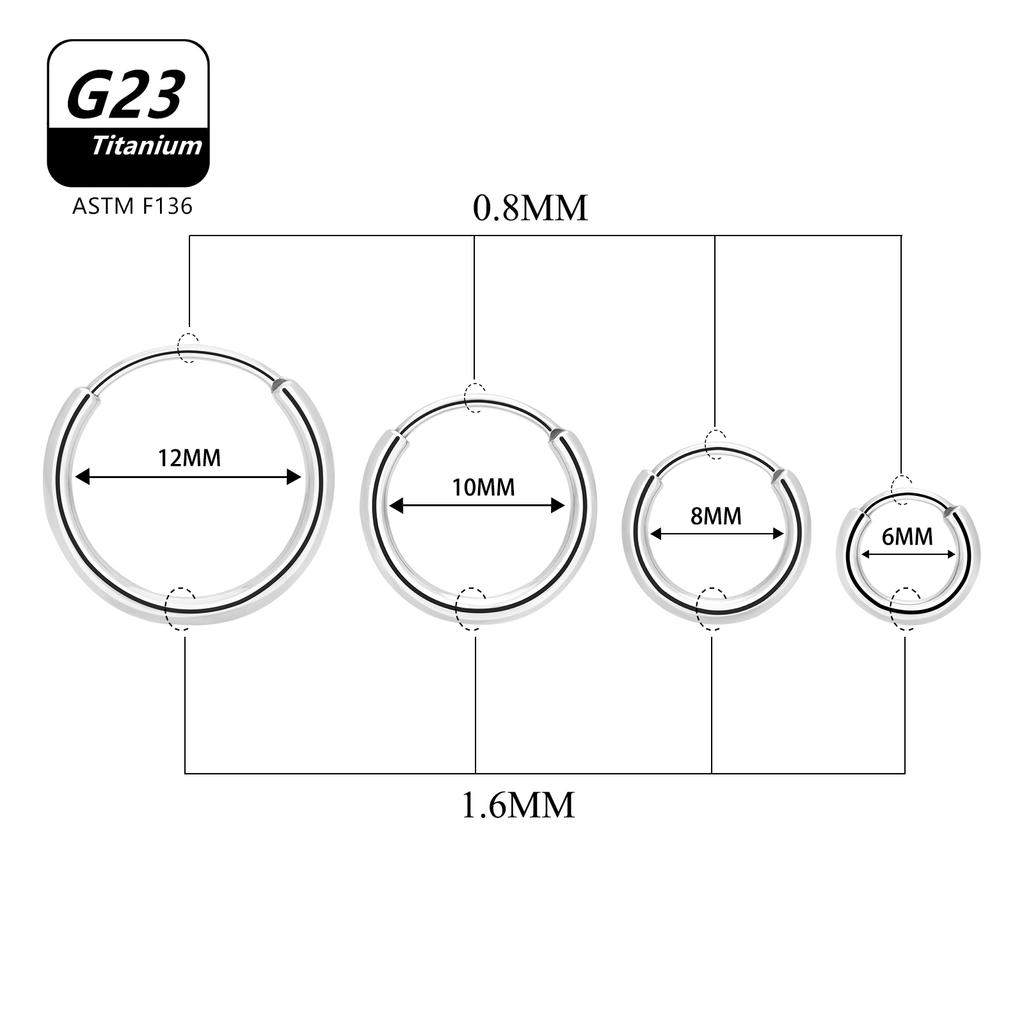 1/10pcs G23 Titanium Hoop Earring For Women Piercing Nose Ring ASTM F136 Body Jewelry Accessories New