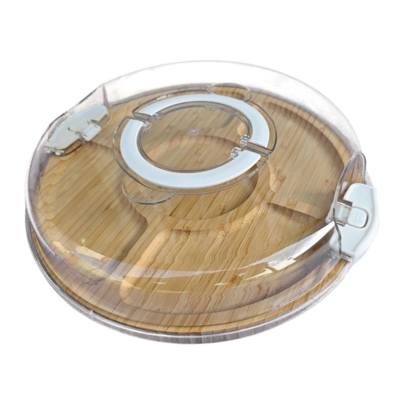 

Pack of 1 Space Saving Serving Dish with Clear Plastic Lid for Snacks and Appetizers Great for Gatherings and Daily Use