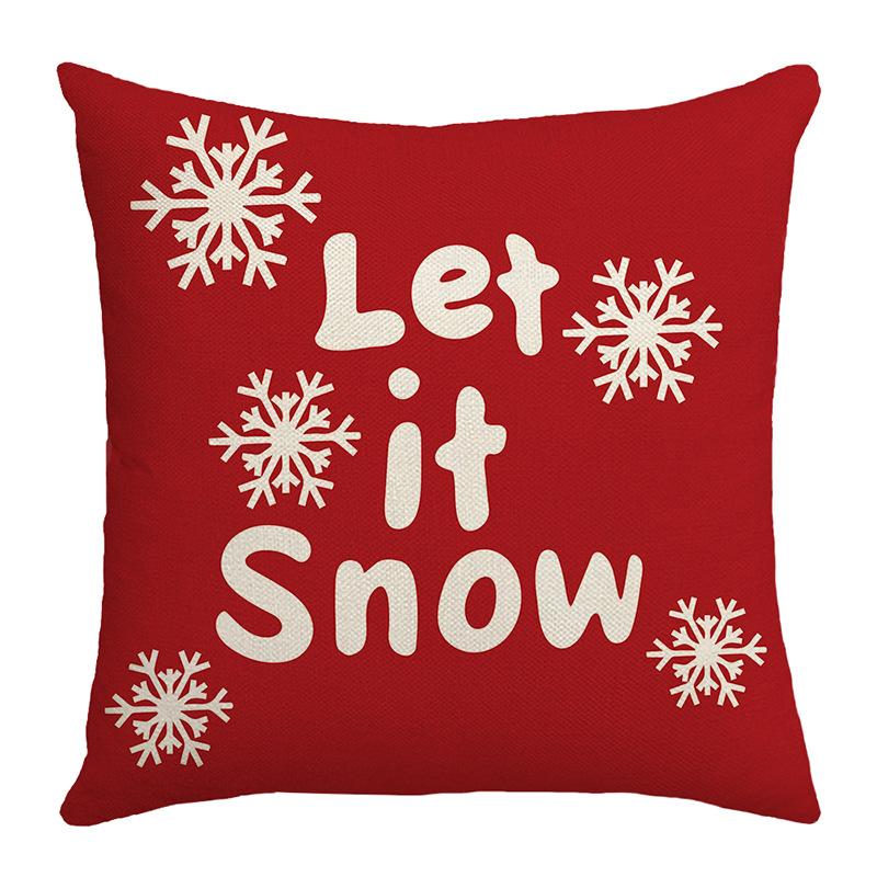 Red Christmas Pillow Cover Polyester Letter Print Home Sofa Pillow Cover Cushion
