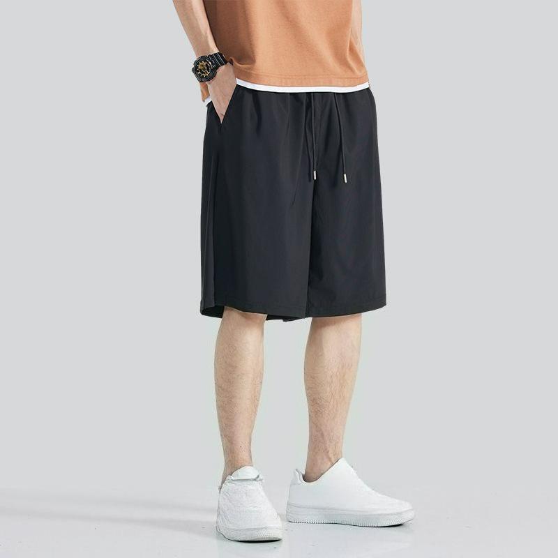 Casual Shorts Summer Thin Men's Sports Pants Loose Black Ice Silk Five-point Men's Pants Shorts