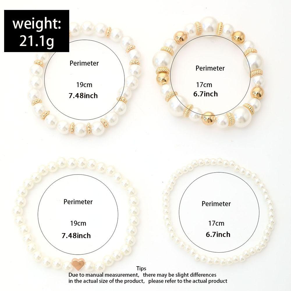 DIEZI 3 Colors Ethnic CCB Imitation Pearl Heart Beads Strand Bracelets Bohemian Rope Bracelet Set For Women Men Party Jewelry