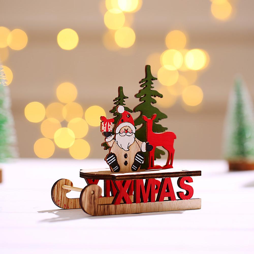 Runtowo 1Pc Christmas Wooden Sleigh Santa Claus Snowman Elk Decoration Sleigh Home Christmas DIY Decoration 2025 Christmas Gift