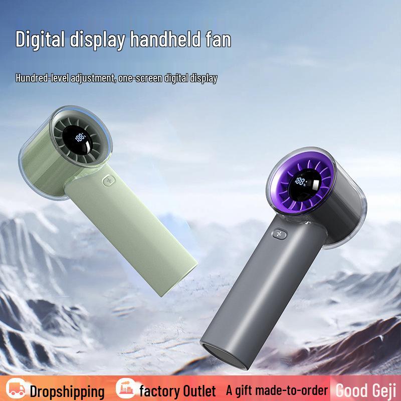 Smart Digital Display Handheld Fan with Hundred-Speed Adjustment - Portable & Powerful Outdoor Mini Fan