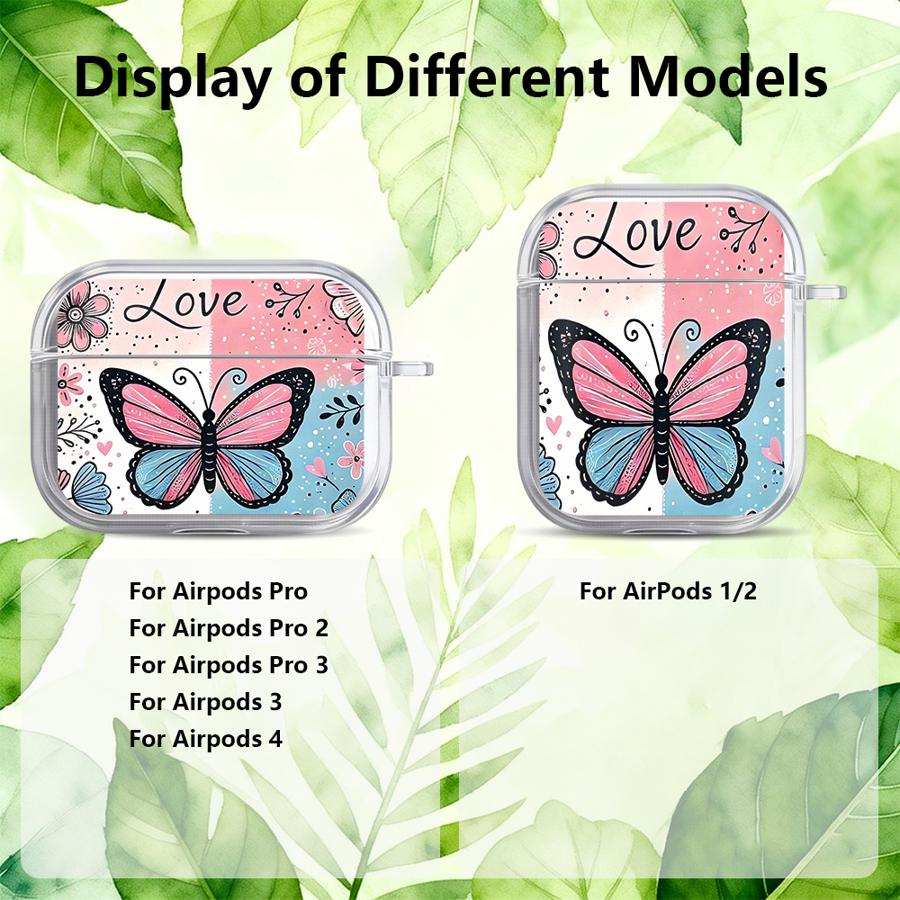 Color Butterfly Case For Airpods 1 3 2 Pro3 Pro2 Pro 4 Clear Earphone Cases Cover