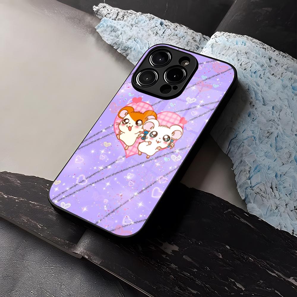 

Hamtaro Hamster Phone Case Tempered Glass For IPhone 16 13 14 12 15 11 Pro Max Plus Mini X XR SE2020 Coque iPhone 13