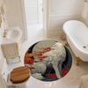 Flame Fox and Wolf,Round Area Rug,Carpet Rug for Living Room Bedroom Sofa Playroom Decor,Non-slip Floor Mat