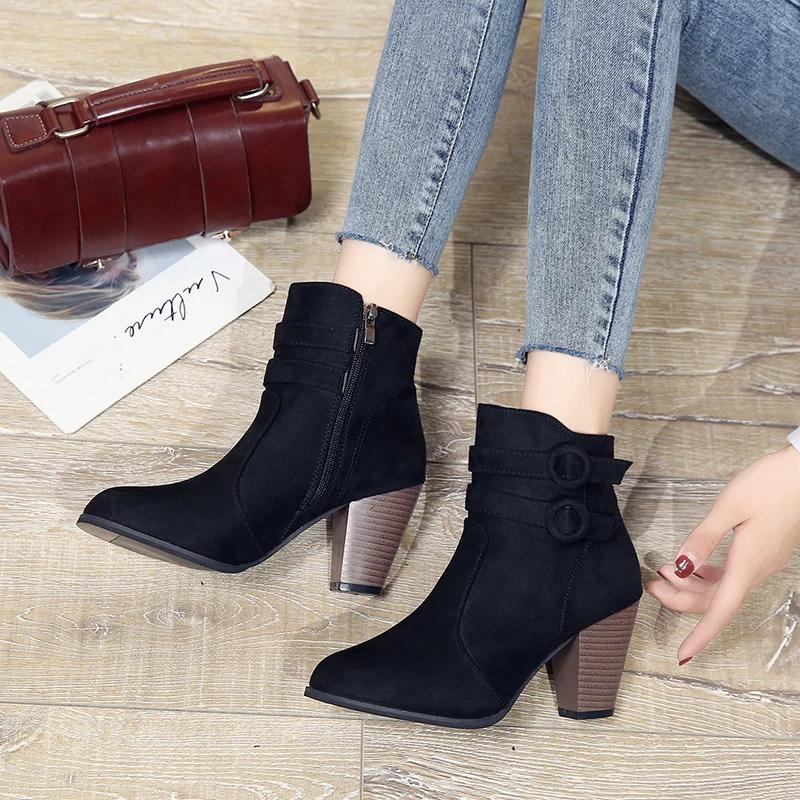 Boots Women Winter  New Ankle Boots for Women High Heel Women Fashion Zipper Platform Boots