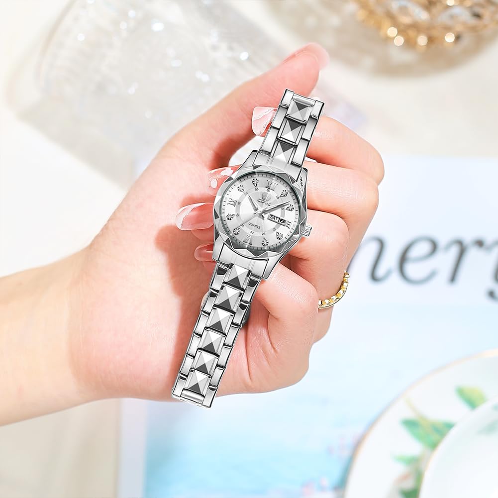 OPK Watch Quartz Arm Watch Popular Simple Gorgeous Light Easy To See Waterproof Luminous Watch for Women White Women's Women's