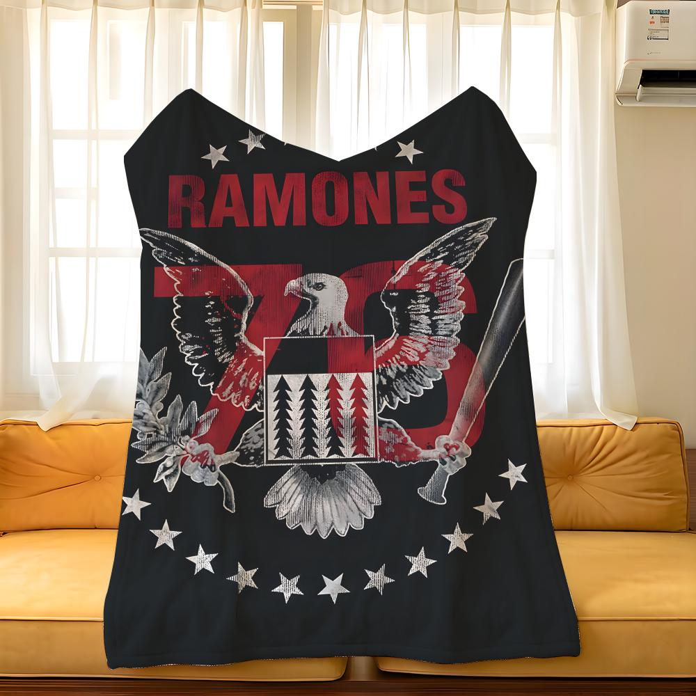Music T-The R-Ramones Throw Flannel Cozy Print Blanket, Portable, Durable Machine Washable Cute Cool