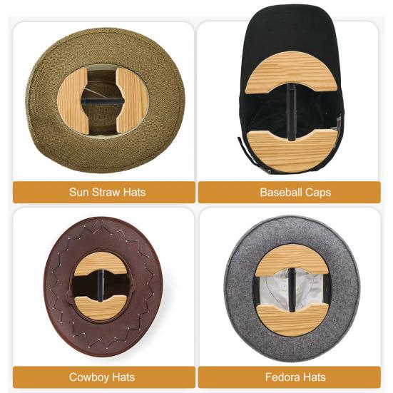 Wooden Hat Stretcher Heavy Duty Fitted Cowboy Hat Shaper Extender Adjustable 4-Way Hat Jack Stretcher Fits All Men Women Caps