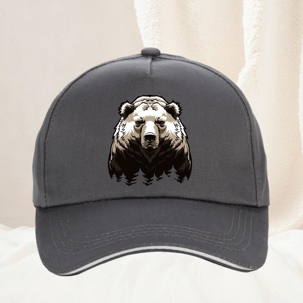 Creativity Design Big Bear Baseball Cap for Adults Minimalist Retro Style Casual Soft Adjustable Dad Hat Perfect As Gift
