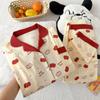 Korean Style Sweet Girl Long Sleeve Pajama Set Women Winter Homewear