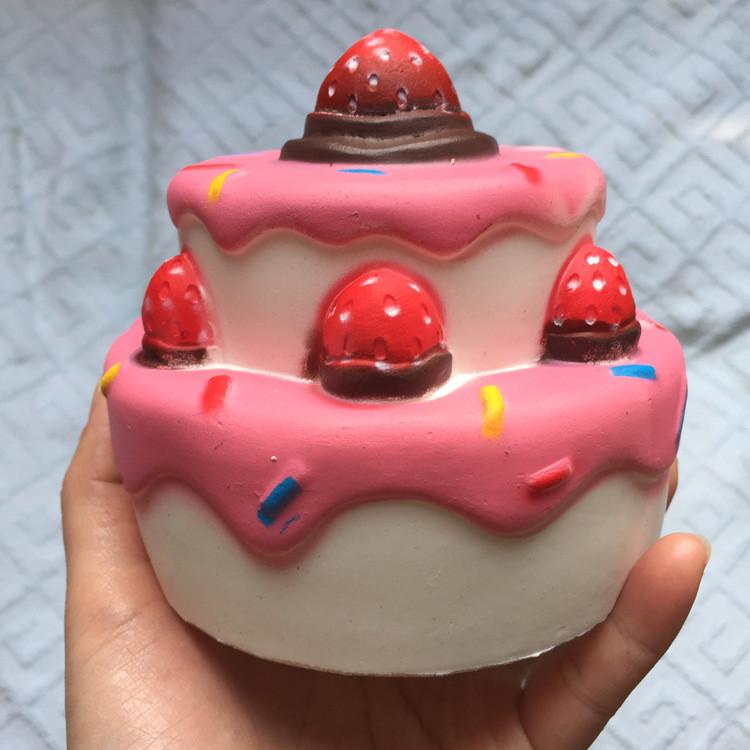 

Squishy Strawberry Cake Model With Slow Rebound Pu Foam For Kids And Collectors White Bottom