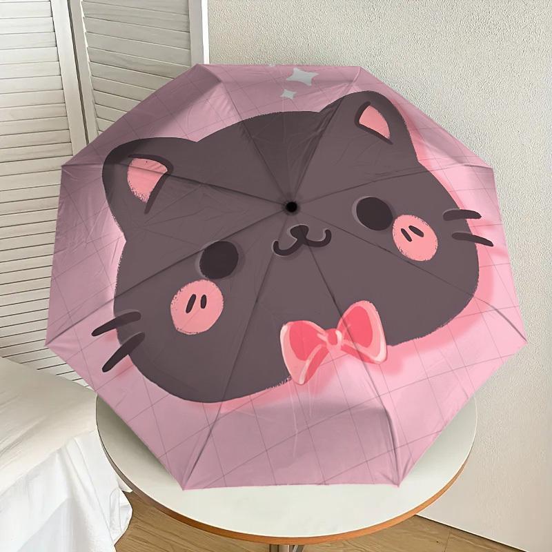 Kawaii Cat Bow Tie Umbrella: Cute Design, Automatic Opening & Closing, Outdoor Travel Essential, Lightweight & Durable 018