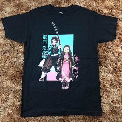 NEW Demon Slayer Anime Men Sz M Tanjiro Kimetsu No Yaiba Nezuko Black Shirt Unisex T-Shirt