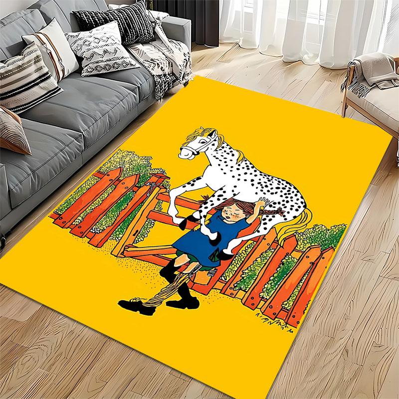Girl Lifting Spotted Horse Carpet suitable as a non-slip mat for the living room or bedroom sofa