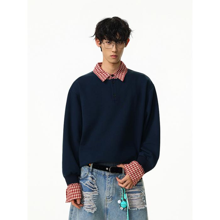 Ретро двухкомпонентная толстовка-куртка в стиле пэчворк: Мужская модная осень/зима свободного кроя Medium