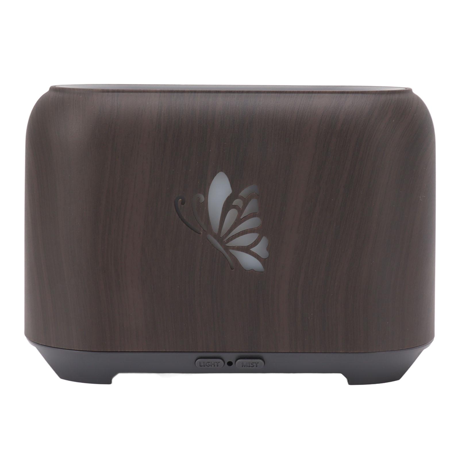 150ml Flame Diffuser Humidifier Prevents Dryness Silent Operation Wood Grain Humidifier with 7 Color Lights for Bedroom Dark Wood Grain