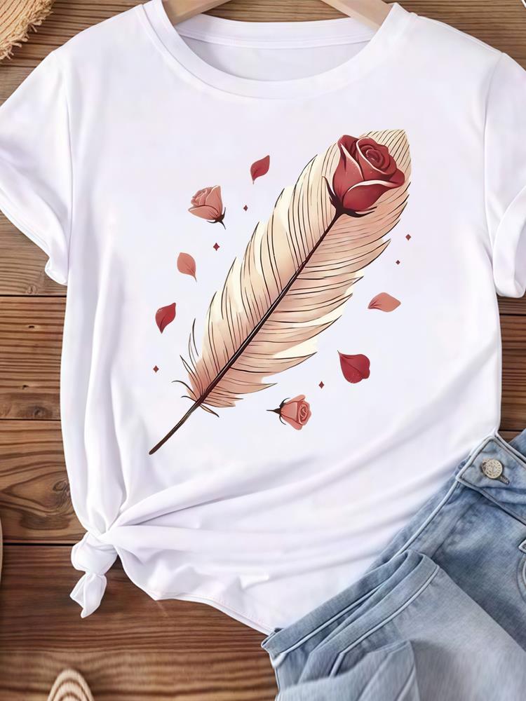 (Asian Size) beach trend 90s Women Tee Top Clothing Casual T Shirt Fashion Printed Lady Female Graphic  Short Sleeve T-shirts