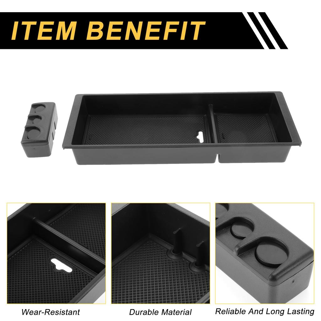 REPAIROCK Center Console Armrest Organizer Tray for Ford Armrest Insert Tray Storage ABS Black F-150 2015-2020, Box,
