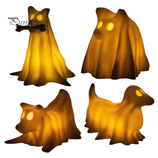 

1/4 шт Хэллоуин Призрак Собака Ночной Светильник на Батарейках Смола Щенок Призрак Светодиодная Лампа Домашний Офис Спальня Внутреннее Украшение Орнамент E