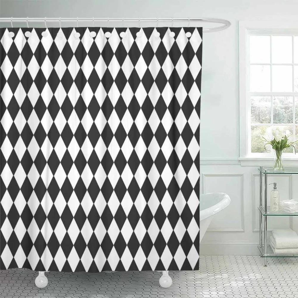 Color Geometric Shower Curtain Set Mid Century Modern Retro Drop Shapes Abstract Art Bathroom Polyester Fabric Curtains Hooks