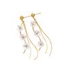 Floral Dangle Earrings with Long Tassels Lightweight Metal Alloy Stud Earrings for Women Elegant Design Fashion Jewelry Accessories
