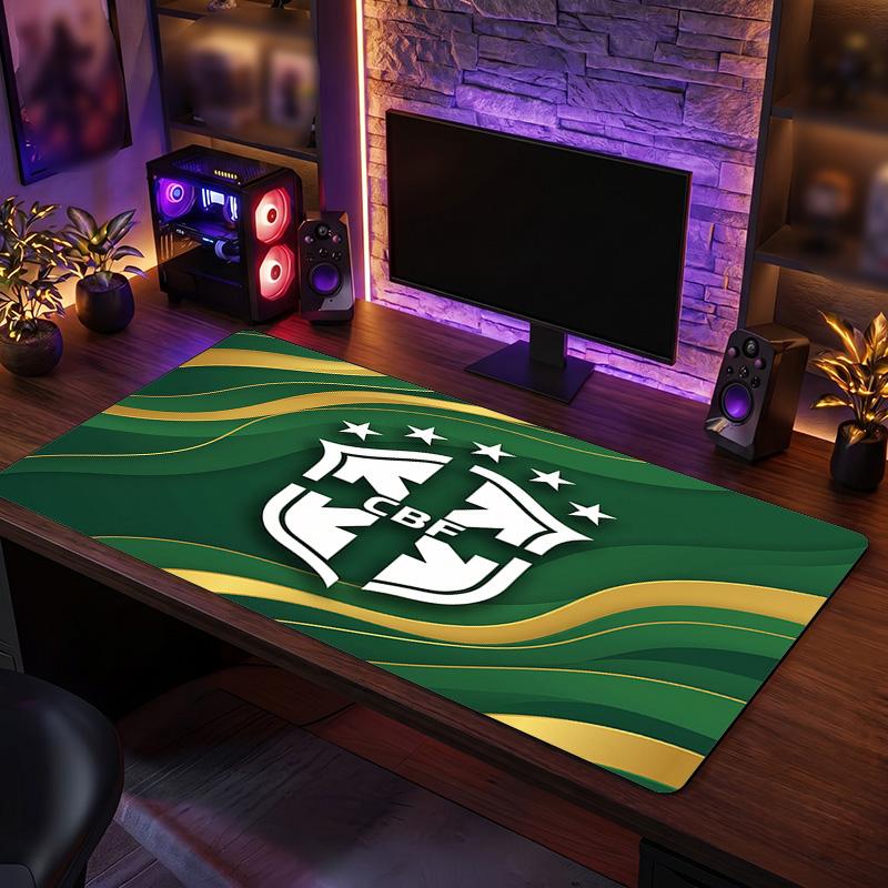 Brazil Football Crest Mouse Pad, Extended Non Slip Rubber Desk Mat for Gaming Office Laptop Fan Gift