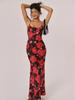 ZT6777 Sexy Printed Spaghetti Strap Slimming High Waist Maxi Dress