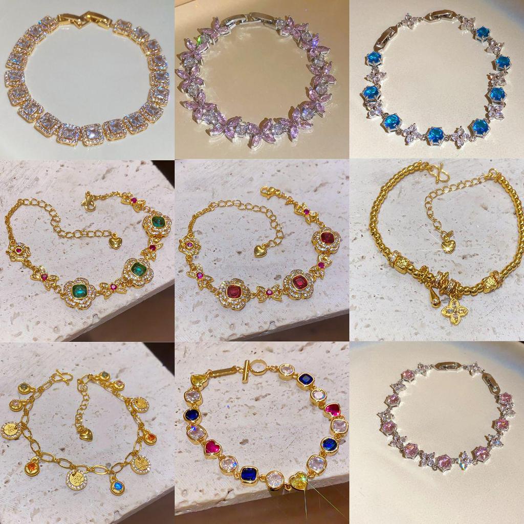 Korean Style Shiny Zircon Flower Buckle Bracelet: Light Luxury, High-End, Fashionable Bangle for Women