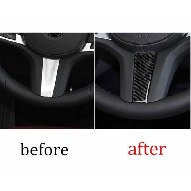 Real Carbon Fiber Cover Trim 2018-22 For BMW 5 Series Steering Wheel Sheet Panel