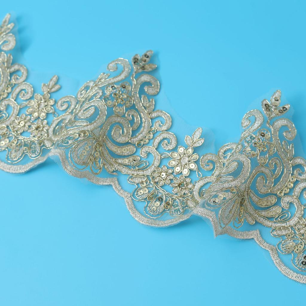 Golden Car Bone Children'S Clothing Performance Clothing Hanfu Ethnic Style Embroidery Lace, Stage Clothing Veil Accessories Beads 11Cm