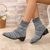 Sock Boots Autumn New Round Toe Knit Mesh Breathable Block Heel Anti-Slip Wear-Resistant Short-Thigh Boots