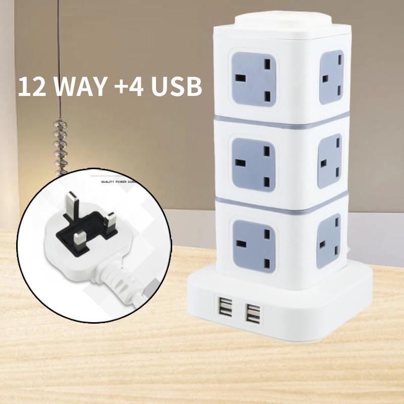 Reliable Uk Standard Vertical Power Strip With Multiple Usb Ports For Home And Office Use