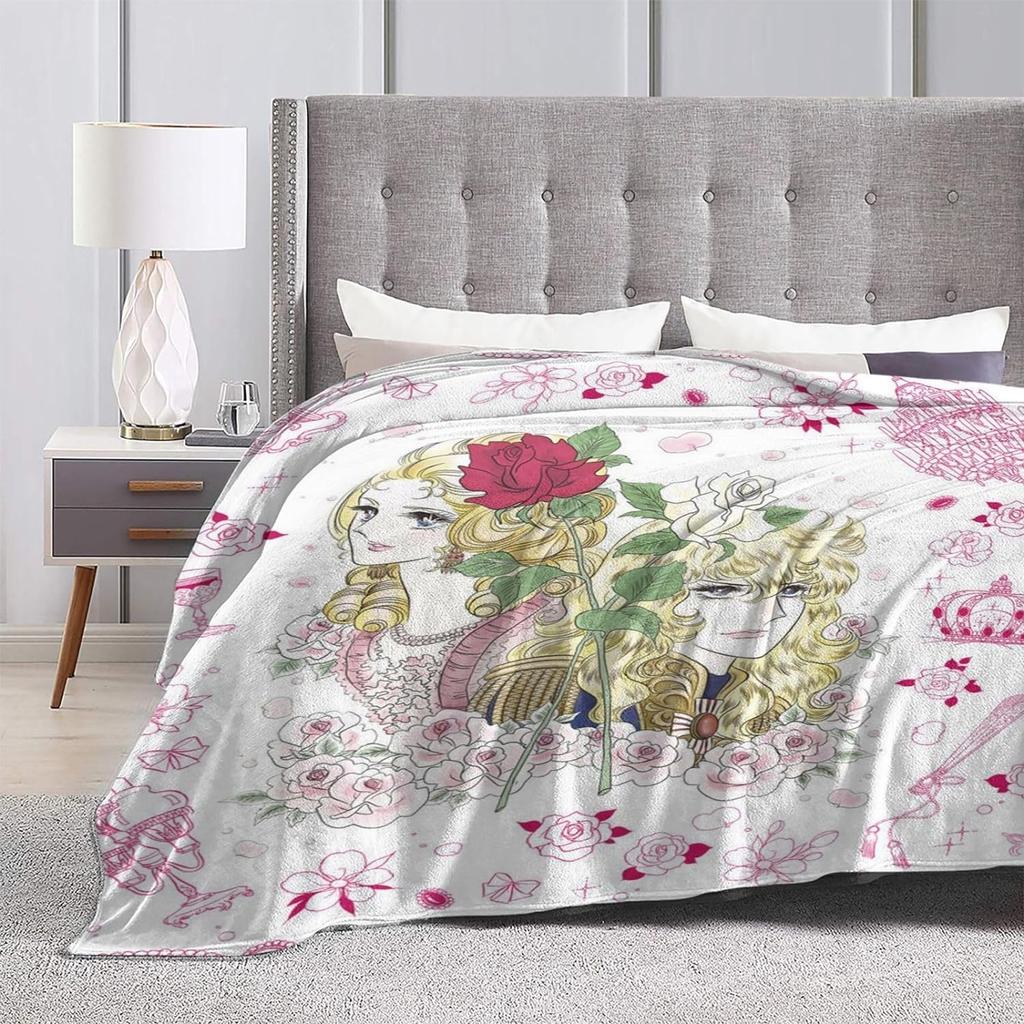 The Rose of Versailles Blanket, Fluffy Flannel Blanket, Stylish All-Season Washable Throw Blanket, Warm and Cute, 80"x60