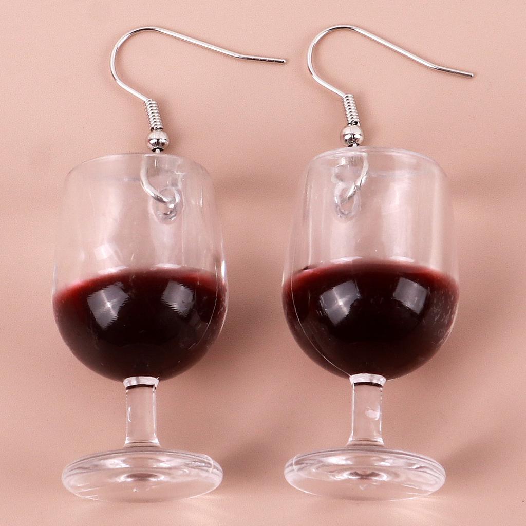 New Large Red Wine Glasses Acrylic Dangle Earring for Women Resin 3D Drink Cup Bottle Drop Earring Funny Creative Jewelry Gifts