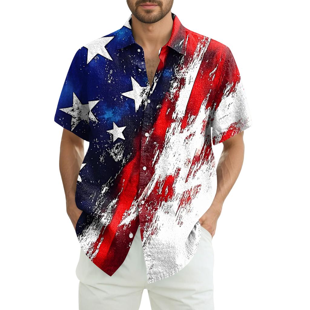 Men's Casual Short-Sleeve Collared Shirt