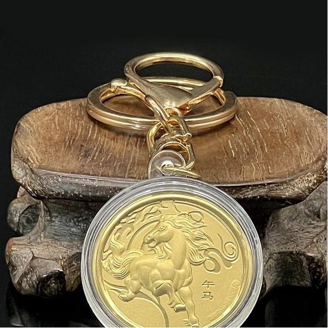 Year Of Chinese Zodiac Horse Lucky Pendant Keychain Copper Feng Shui Wealth Key Ring Women Men Bag Charm Jewelry Gift