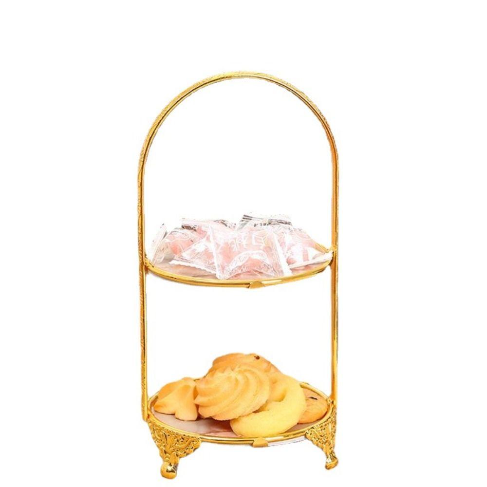 Iron Art Dessert Fruit Plate Two Layers Cake Stand Birthday Dessert Tray  Wedding Party
