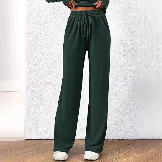 2025 Autumn Asymmetrical Long-Sleeve T-Shirt & Wide-Leg Pants Casual Loungewear Set