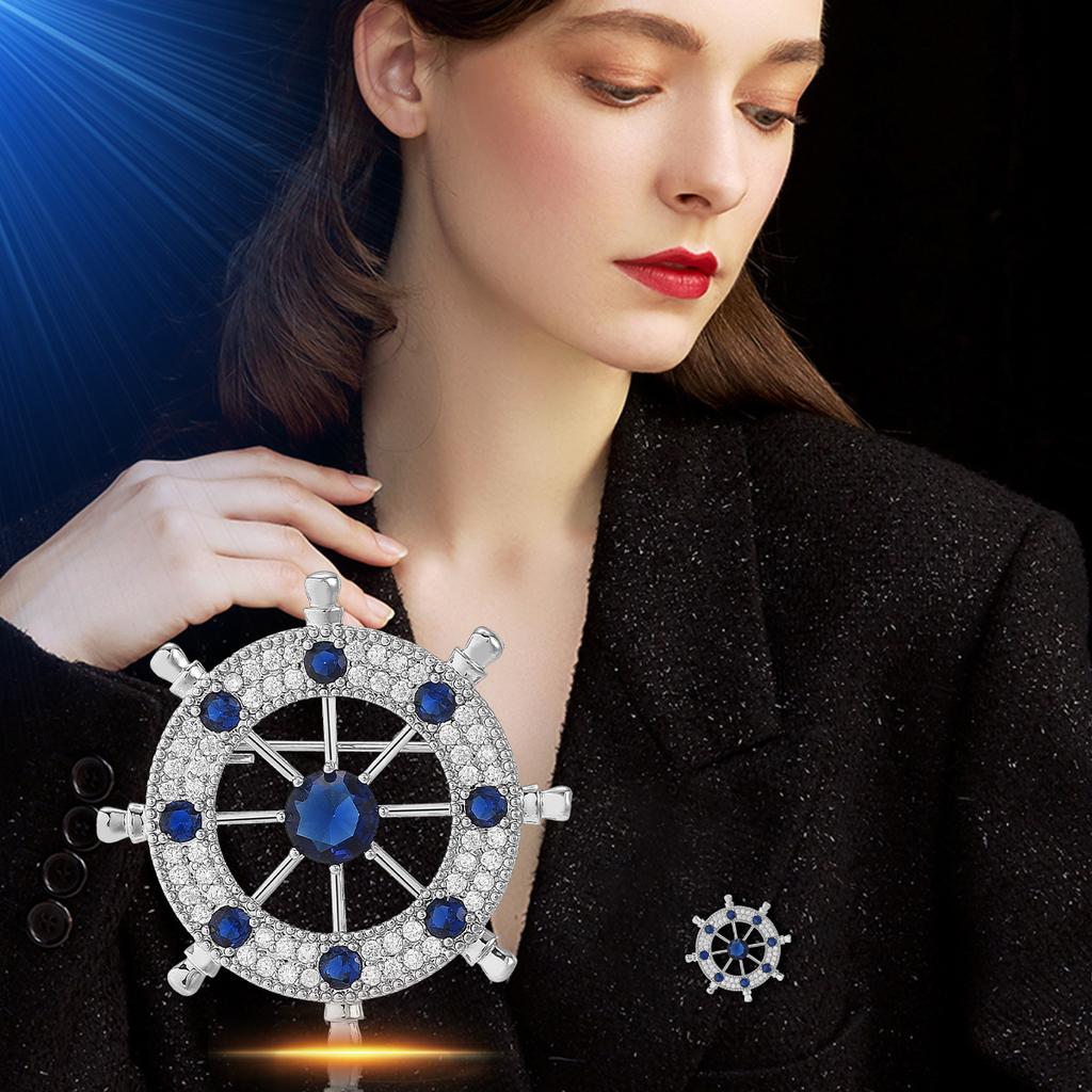 Simple Atmosphere Men'S Rudder Brooch Slightly Inlaid Zircon Coat Suit Accessories Fashion Accessories
