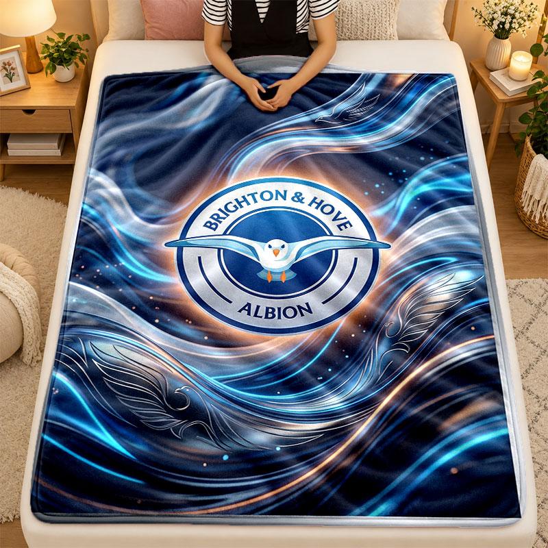 Flannel BlanketBrighton & Hove Albion Football Warm Soft Throw Blanket for Indoor Sofa Bed Living Room Use