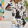 Women Plus Size Long Sleeve Drawstring Hoodie Cute Cartoon Bat Print White Kangaroo Pocket Pullover
