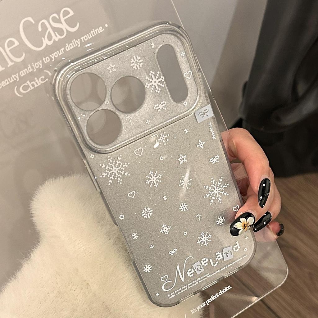 Simple White Snowflake Phone Case Suitable for iPhone 15, iPhone 16, iPhone 17 Pro Max