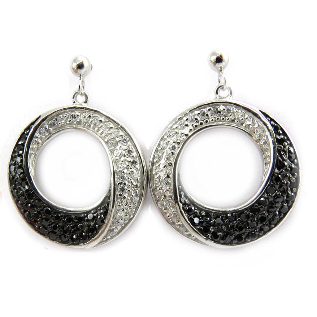 Les Trésors De Lily [G9013] - Silver Earrings 'Romy' Black White