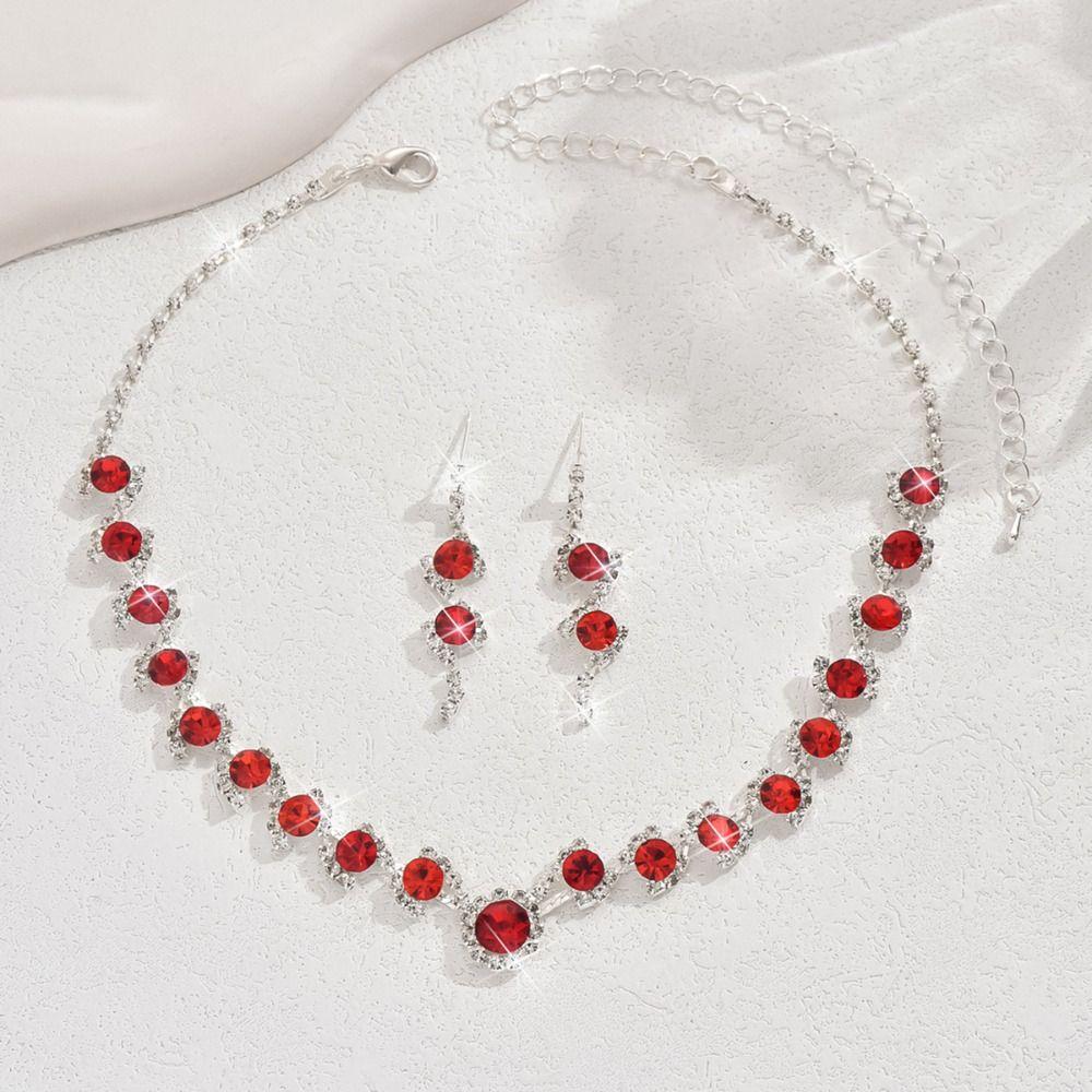Claw Chain Rhinestone Jewelry Set Crystal Necklace Wedding Party Earrings  Banquet