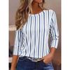 Color Block Striped Crew Neck Long Sleeve T-Shirt Slim Fit Casual Top Daily Wear
