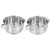 Stainless Steel Steamer with Glass Lid | Induction Base | Modak, Momo Maker | 17 X 22 X 22.4 Cm | 2L | Silver