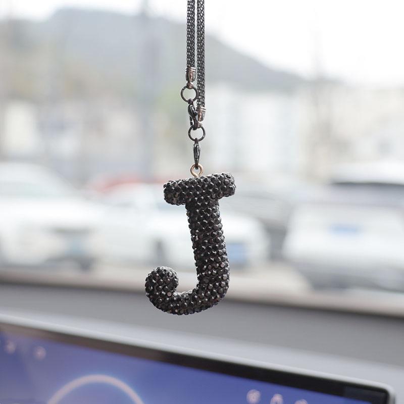 Rhinestone Ceramic Cross Pendant for Car Mirror Decor