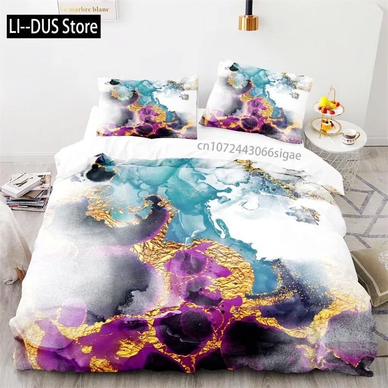 

Watercolor Marble Duvet Cover 3D Print Gradient Marble Painting Bedding Set Abstract Geometric Comforter Cover with Pillowcases 135x200cm
